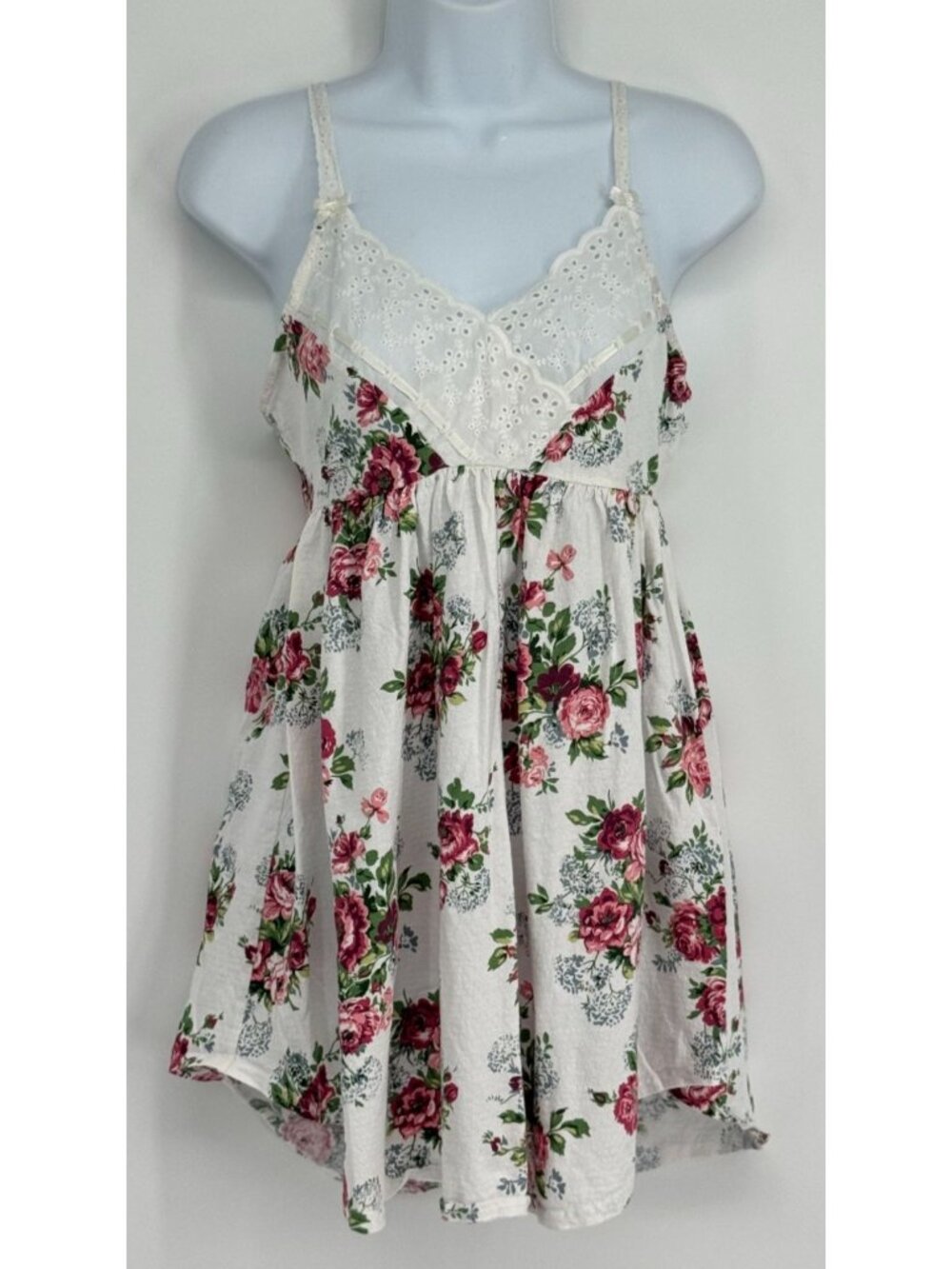 Vtg Victoria Secret Gold Label Cotton Babydoll Slip Nightgown Floral Lace Petite